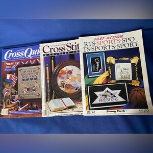 3 Vintage Cross Stitch Pattern Magazines/Books From The 1980's